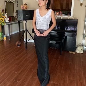 St. John Black and White Evening Dress